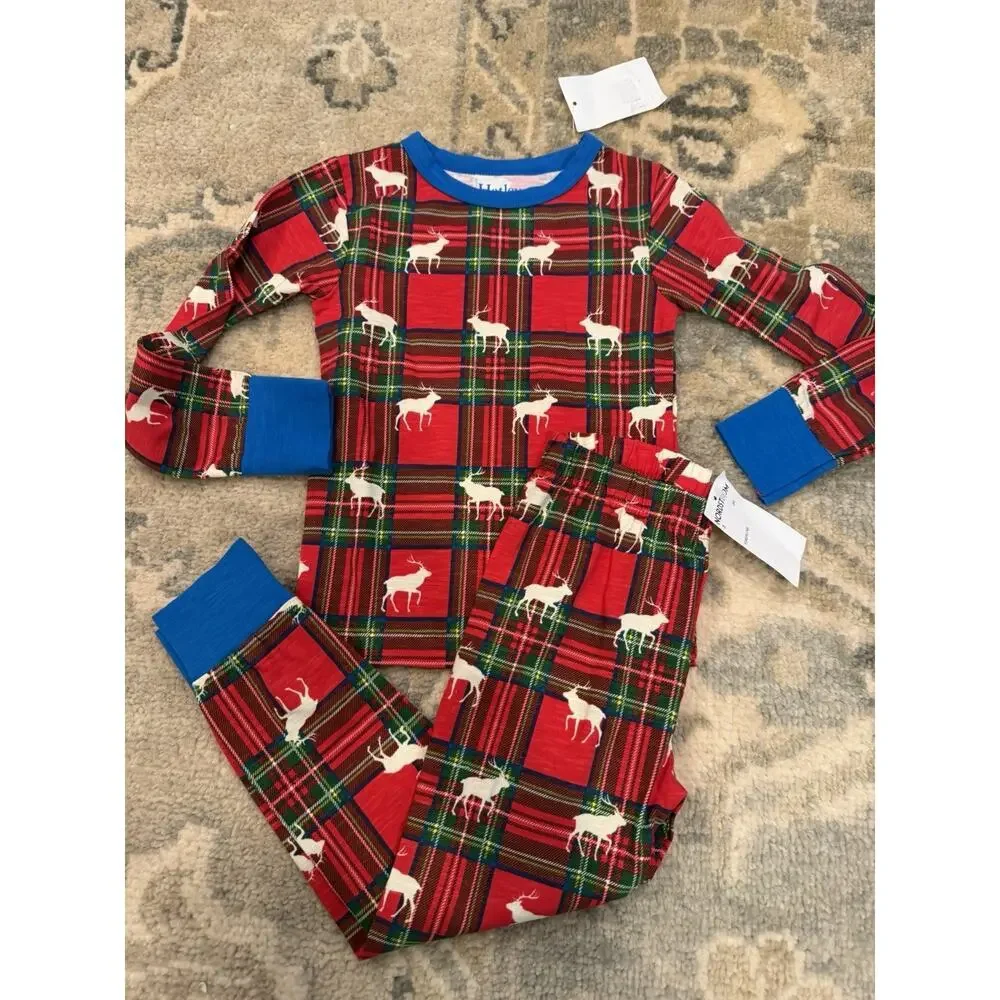 Hatley Boys Elk Plaid Pajama Set Sz 3 NWT